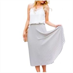 Babaton Jude MIDI Skirt in Marled Grey Pleated